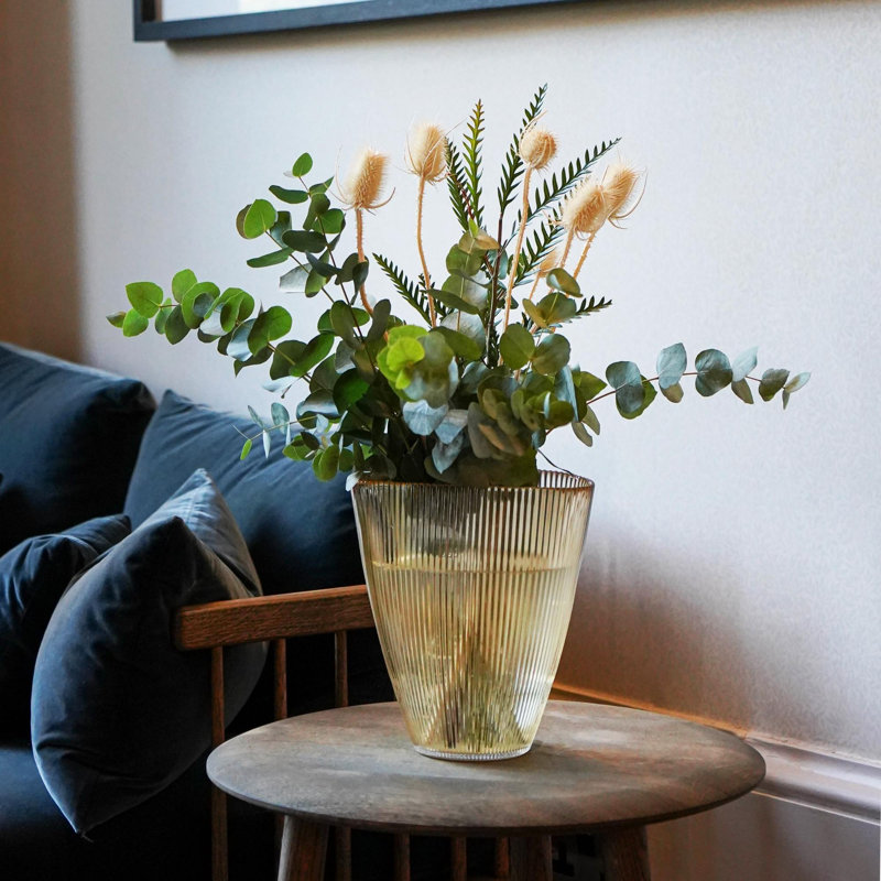 Ribbed Glass Table Vase, Amber