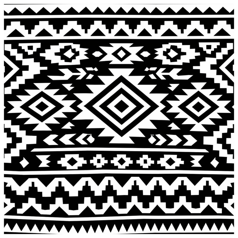 Housses de couette noires et blanches à motif aztèque, King