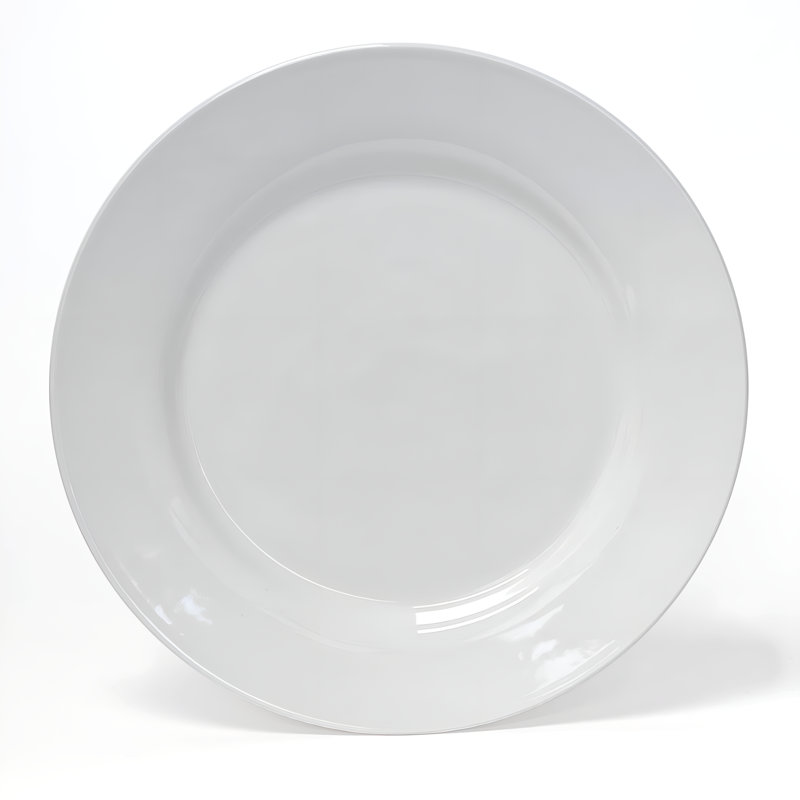 Utopia 10.5" Porcelain Dinner Plate – White, Wide Rim