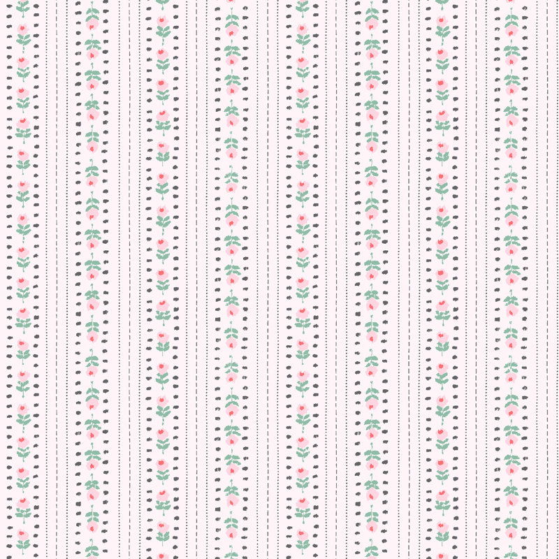 Cath Kidston Rose Ticking Stripe Pink Wallpaper