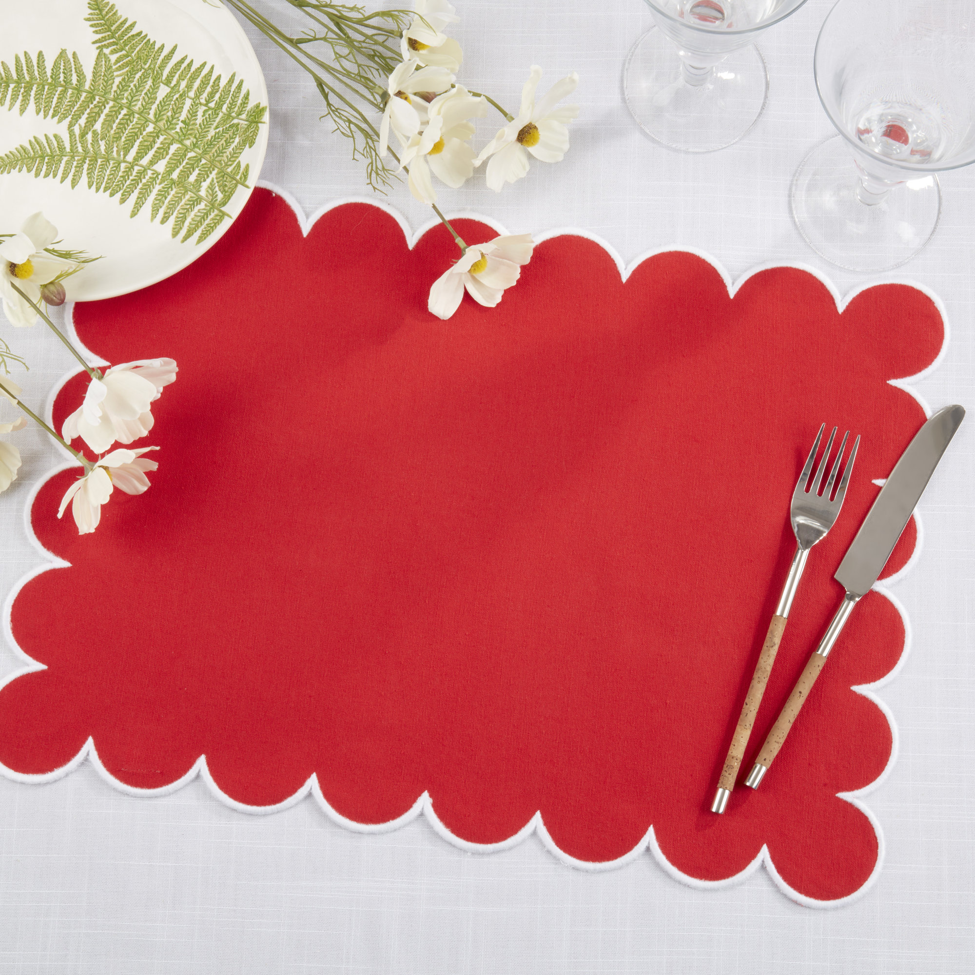 Eco Scallop Border Placemat (Set of 4), Red