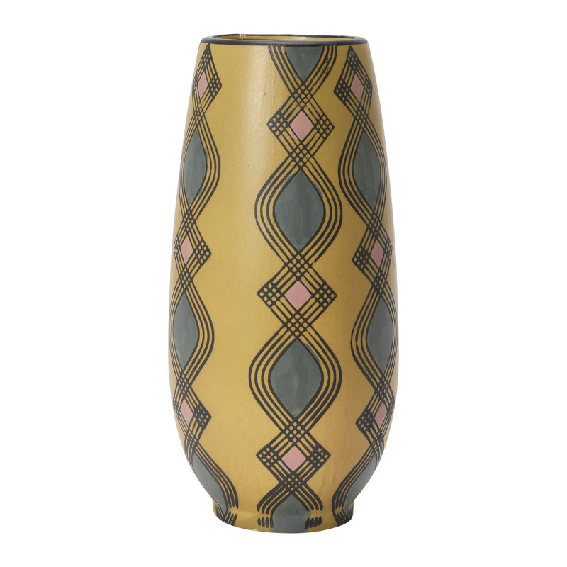 Hand Painted Stoneware Vase With Pattern