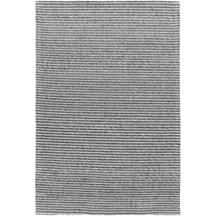 Tapis gris moyen en laine tissé à plat Daive