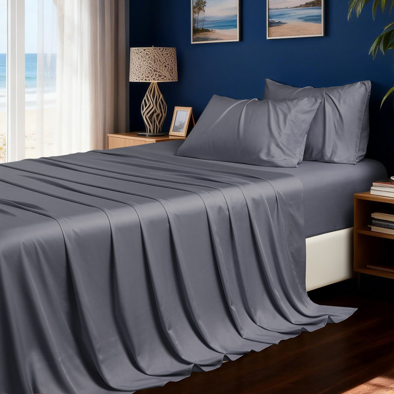 HYPREST Sheets, Rayon Derived from Bamboo, Extra Deep Pocket Fits 18"-24" Mattresses, King, Gray