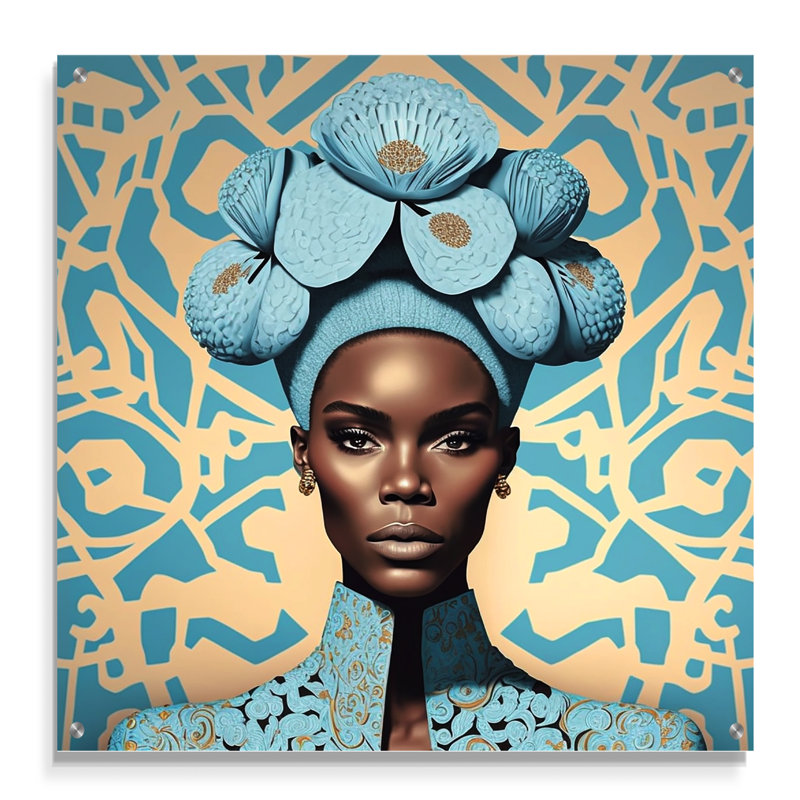 Art mural rétro en acrylique africain, H 16 po x l 16 po