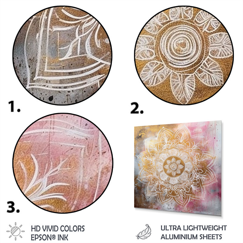 Mandala doré Keldan I, H 36 po x l 36 po x P 1 po