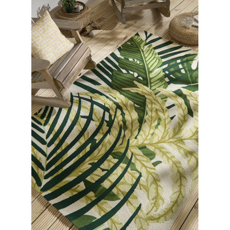 Floral Area Rug in Green/Beige, Rectangle 8'2" x 11'6"