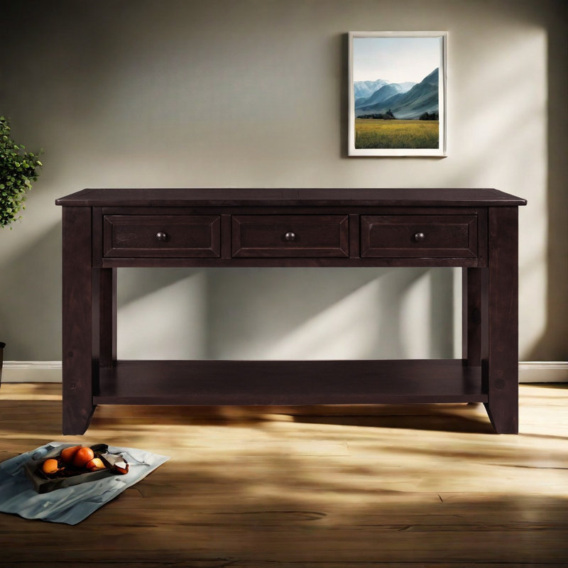 Leonna 55.1'' Console Table, Espresso Wood
