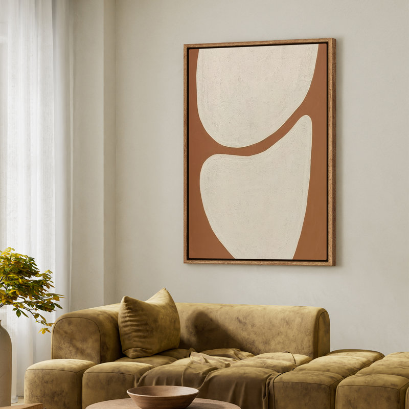 Art mural encadré, impressions murales abstraites géométriques pour chambre à coucher - 24 po x 36 po, Natural