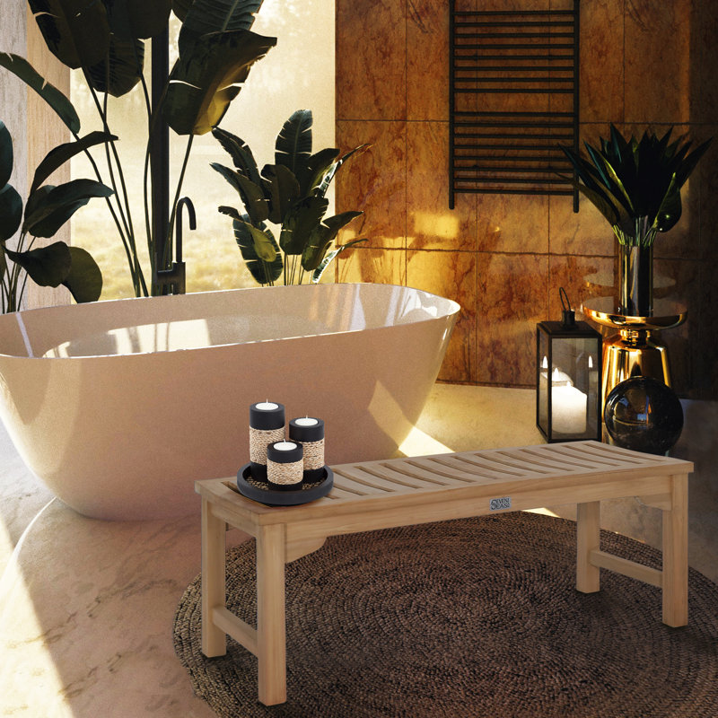 47'' W Wood Shower Bench