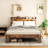 King Size Dark Brown Bed Frame Of Wood With Storage Led Headboard And 2 , Noise - Use, No Box Spring, Simple Assembly Steps, Large Under Space Made Silent Performance, Quick Job, Big