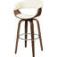 Tabouret de bar pivotant en noyer de style Mid-Century avec siège en cuir et accessoires de garniture Support de base de coussin à dossier ouvert