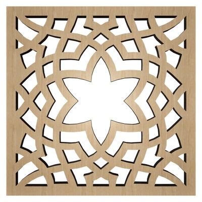 Paris Decorative Fretwork Wood Wall Panels, Medium, 15 3/8"W x 15 3/8"H x 3/8"T, White Oak