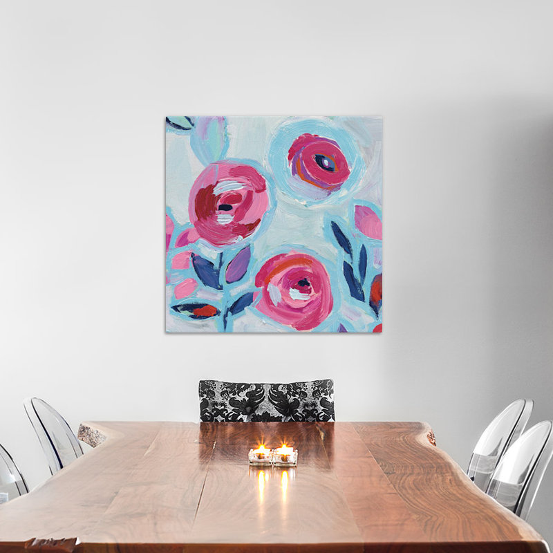 Fleur murale iii, reproduction d’art sur toile tendue, H 12 po x l 12 po x P 1,5 po, Toile tendue, Pas de tapis