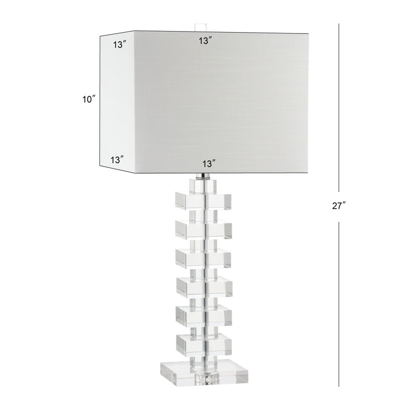 28" Clear Crystal Table Lamp with White Drum Shade