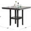Table carrée contemporaine à hauteur de comptoir de 5 pièces en gris, table carrée avec tablettes et chaises, coussins de dossier gris-1226030640