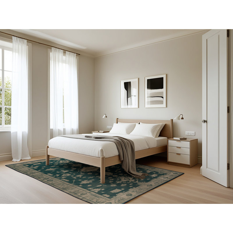 Machine Washable Overdyed Blue Area Rug, Rectangle 5' x 7'