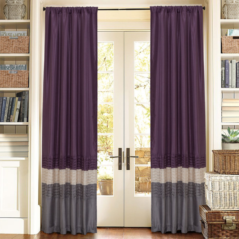 Panneaux de rideaux semi-transparents avec passe-tringle , Gris / mauve