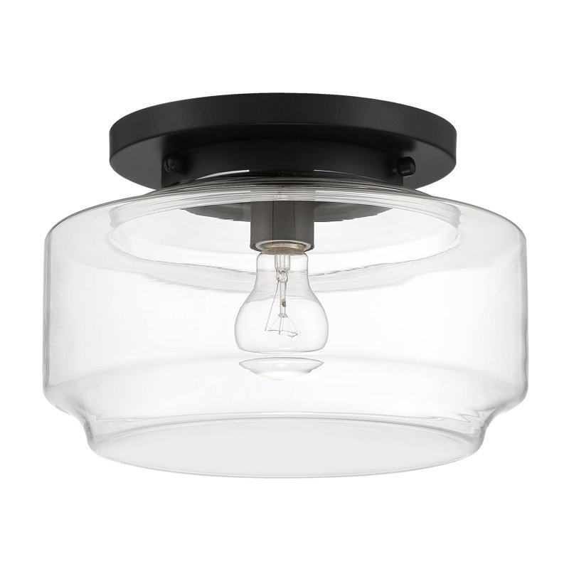 Plafonnier semi-encastré 1 lumière Peri, H 8po x l 12 po x P 12 po, Noir