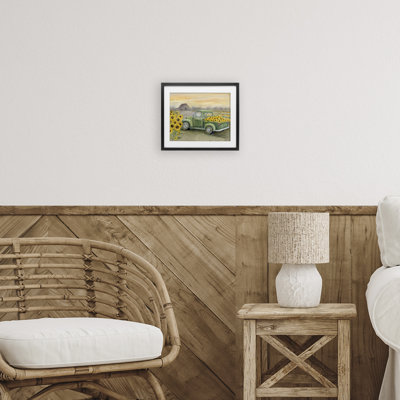 Wild Sunflower Truck Harvest Framed Print Under Glass, design by Patti Bishop