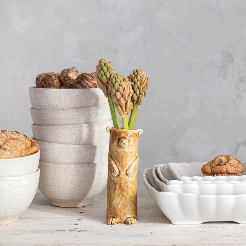 Vase en grès avec glacis réactif craquelé