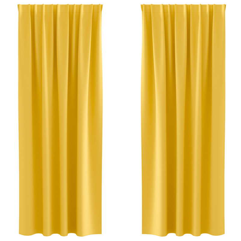 Curtains With Curtains 2 Pcs Polyester, 140cm Width x 225cm Drop, Mustard Yellow