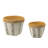 Set of 2 White and Brown Cement Planters with V Pattern, L:D10x8"  S:D8x6.5"