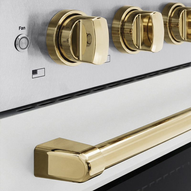 ZLINE Autograph 24 in. Satin Stainless Paramount Induction Range with White Door & Gold Accents, Polished Gold