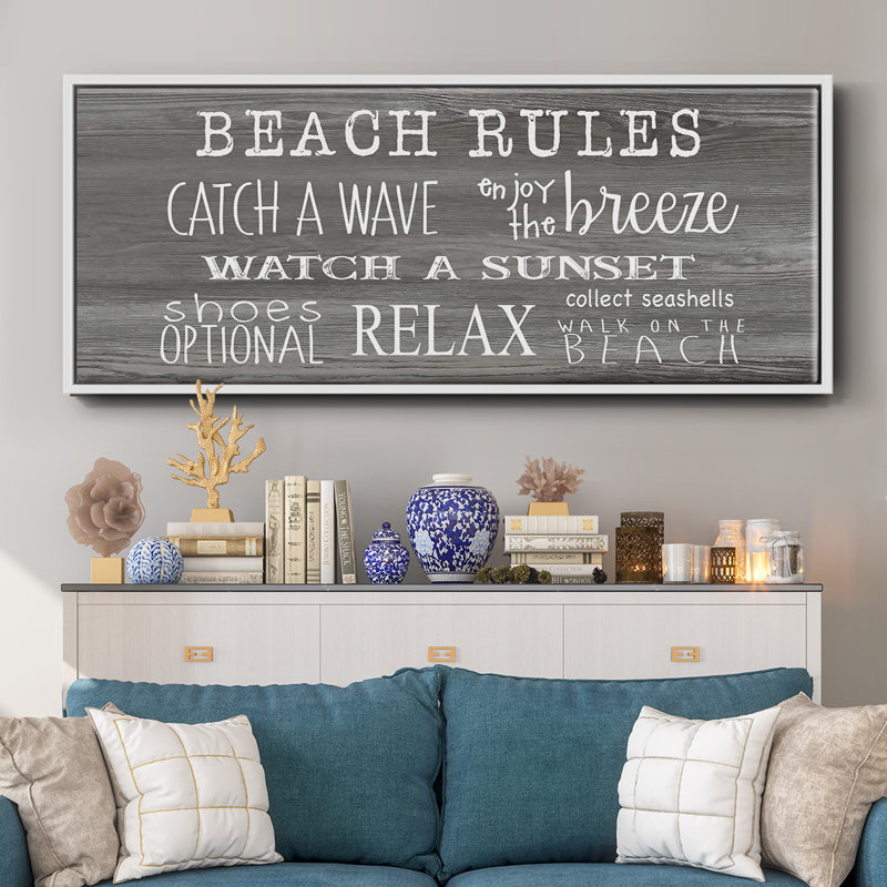 Beach Rules - Toile encadrée, H 24 po x l 60 po