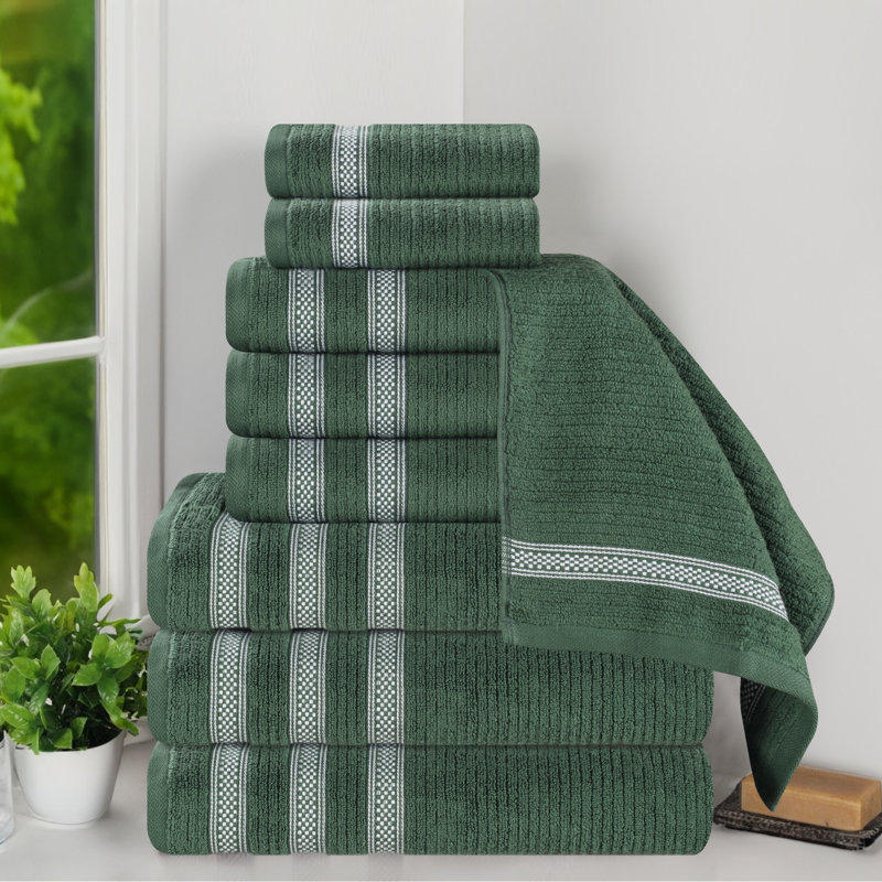 Ensemble de serviettes de bain 9 pièces Orley Zero Twist, Vert forêt