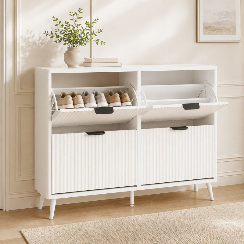 Range-chaussures avec tiroirs rabattables, range-chaussures en bois avec rangement caché, pour le couloir et le vestibule