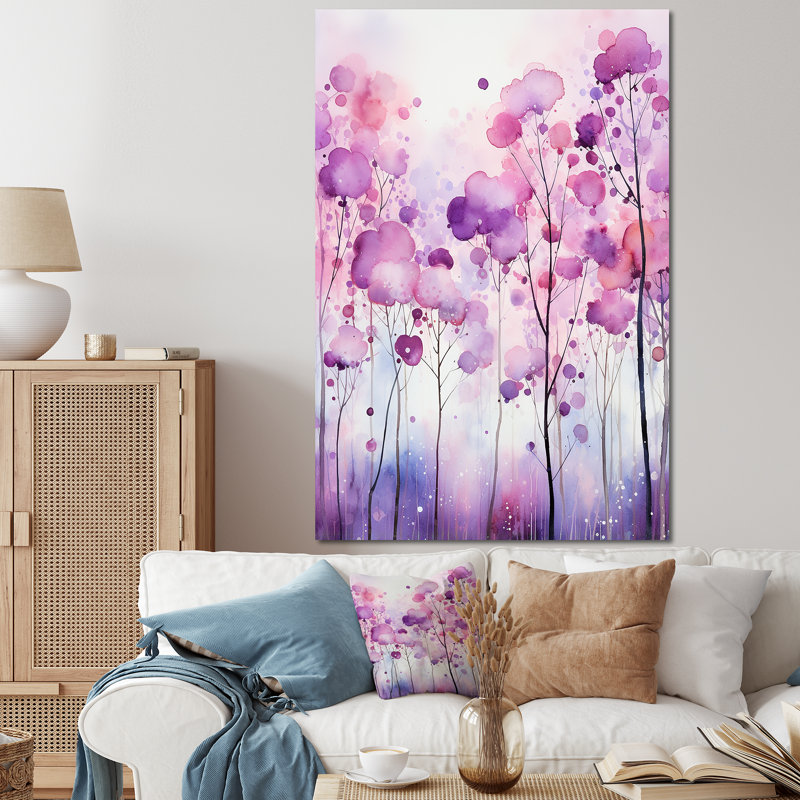 Explosion de fleurs de bohème mauve, Toile tendue, H 60 po x l 40 po x P 1,5 po