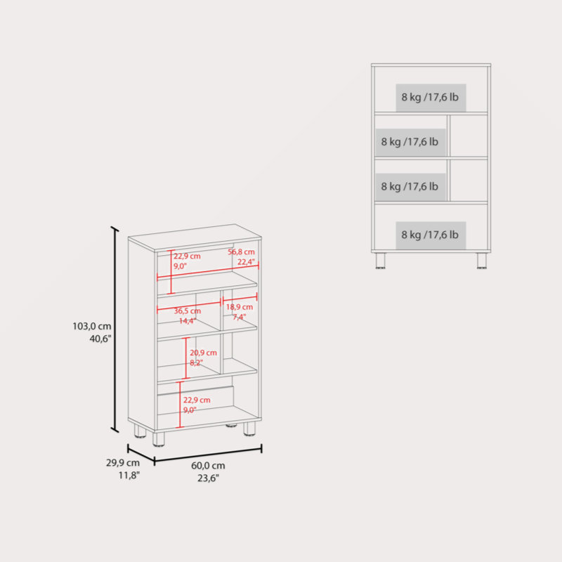 Bookcase With Six Shelf, White