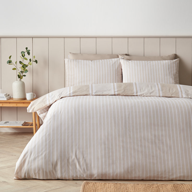 Banded Stripe Reversible Duvet Cover Set, Single
