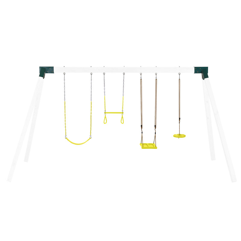 Machrus Swingan DIY Swing Set Kit - With Belt Swing, Trapeze Bar, Disc Swing And Standing Swing, Yellow