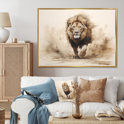 Lion Minimalist Roar Minimalist II Framed On Canvas Print