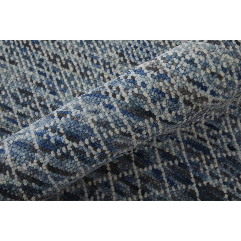 Branson Wool Area Rug in Blue, Rectangle 7'9" x 9'9"