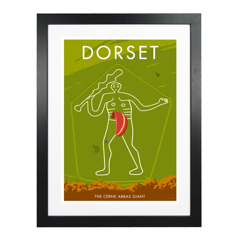 Cerne Abbas by Stephen Millership - Print, 43.5 cm H x 33.5 cm W x 2.2 cm D, Black