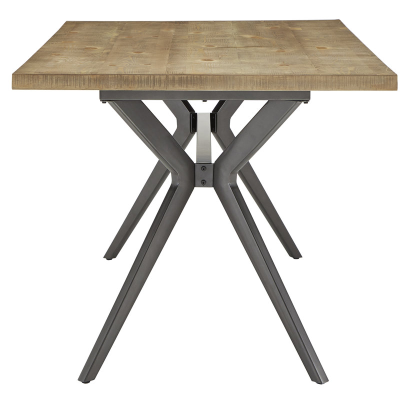 Etna Pine Metal Base Dining Table, Light Pine
