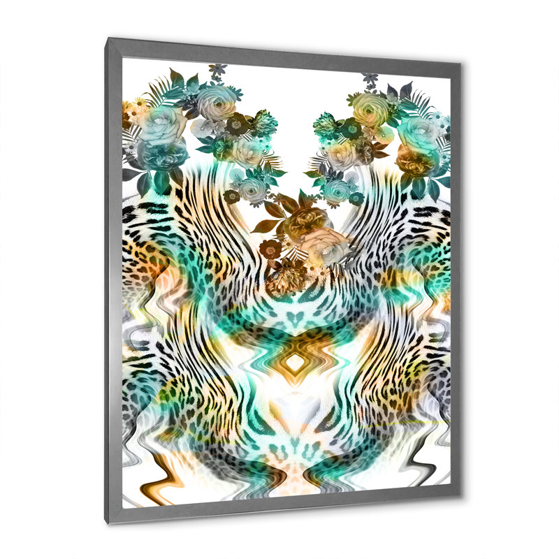 Motif léopard avec une touche de vert III - reproduction d'art moderne et contemporaine sur toile, H 32 po x l 16 po x P 1 po