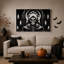 Art mural sur toile noir et blanc à capuchon squelette en arc gothique-1932567323