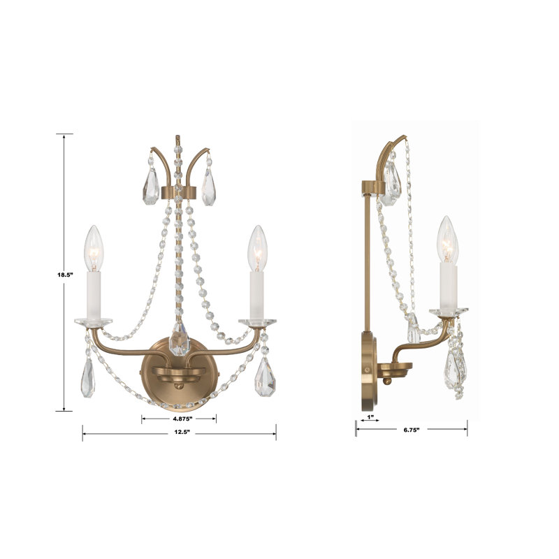 Overbey Candle Wall Light, Aged Brass