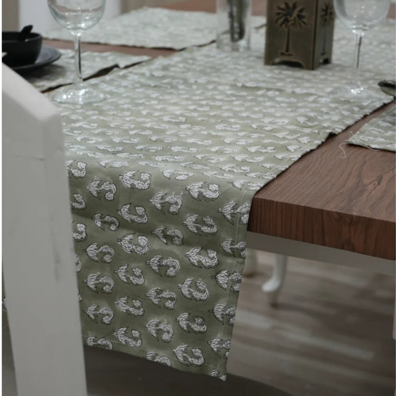 Red Barrel Studio® 16X70 Premium table runner, Farmhouse chic runner, Super Star, Green, 9" Rectangle
