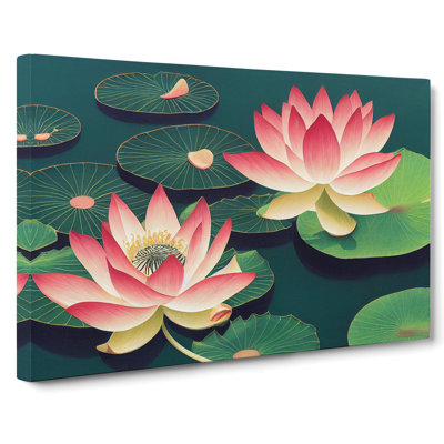 Tranquil Lotus Flowers - Wrapped Canvas