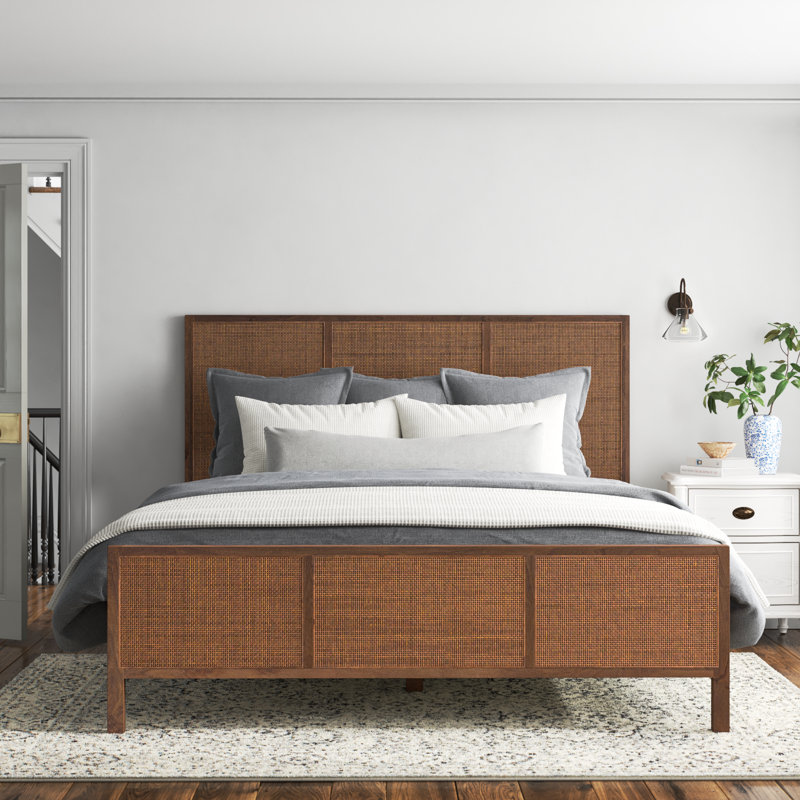 Nellie Cane Bed, King, Brown Wash