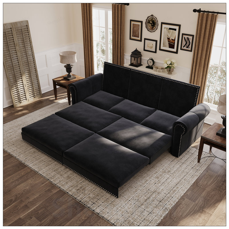 Velvet Pull Out Sofa Bed Chesterfield Sofa