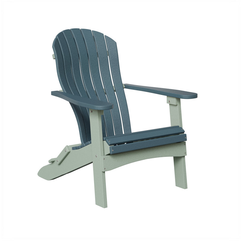 Berlin Gardens Contour Folding Adirondack Chair, Slate with Seafoam