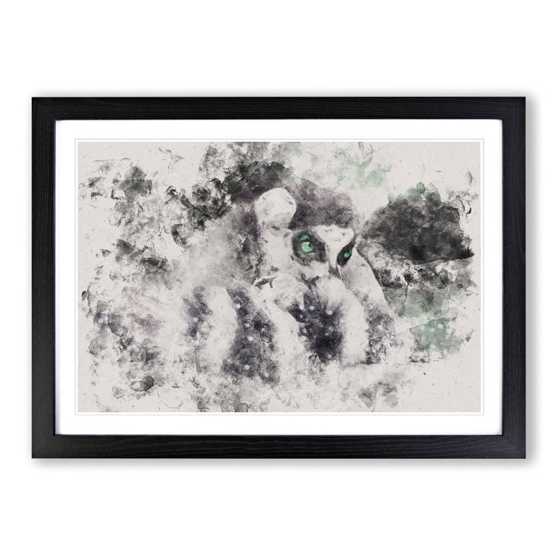 Ring-Tailed Lemur - Picture Frame Painting Print, 45cm H x 63cm W x 2cm D, Black Framed