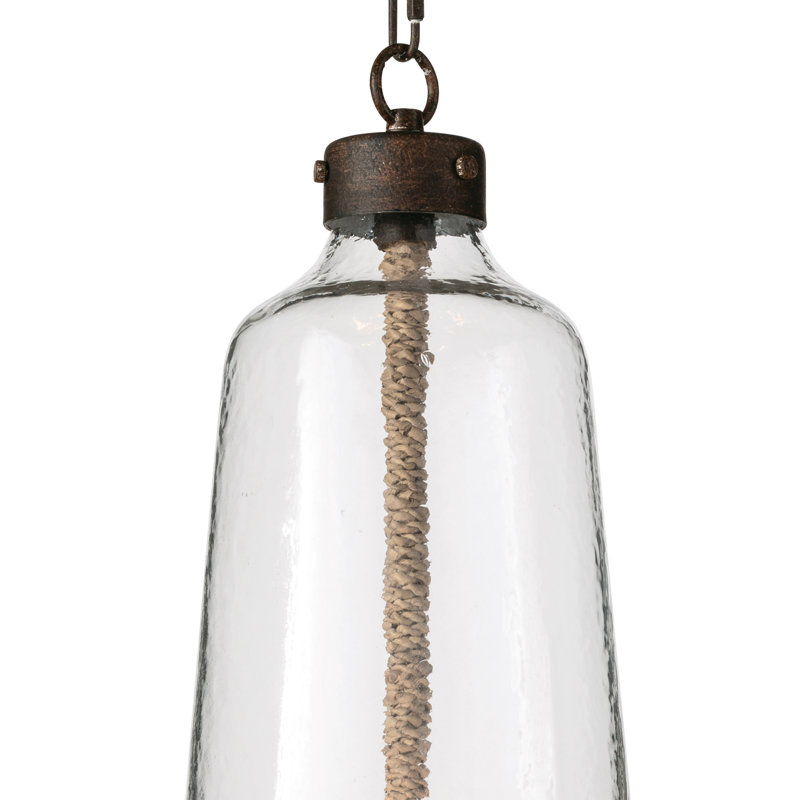 Regina Andrew Wythe Glass Pendant; Dimensions 8.5W X 19.75H X 8.5D; Uses Three Maximum 60 Watt E12 Base Bulbs (Not Included)