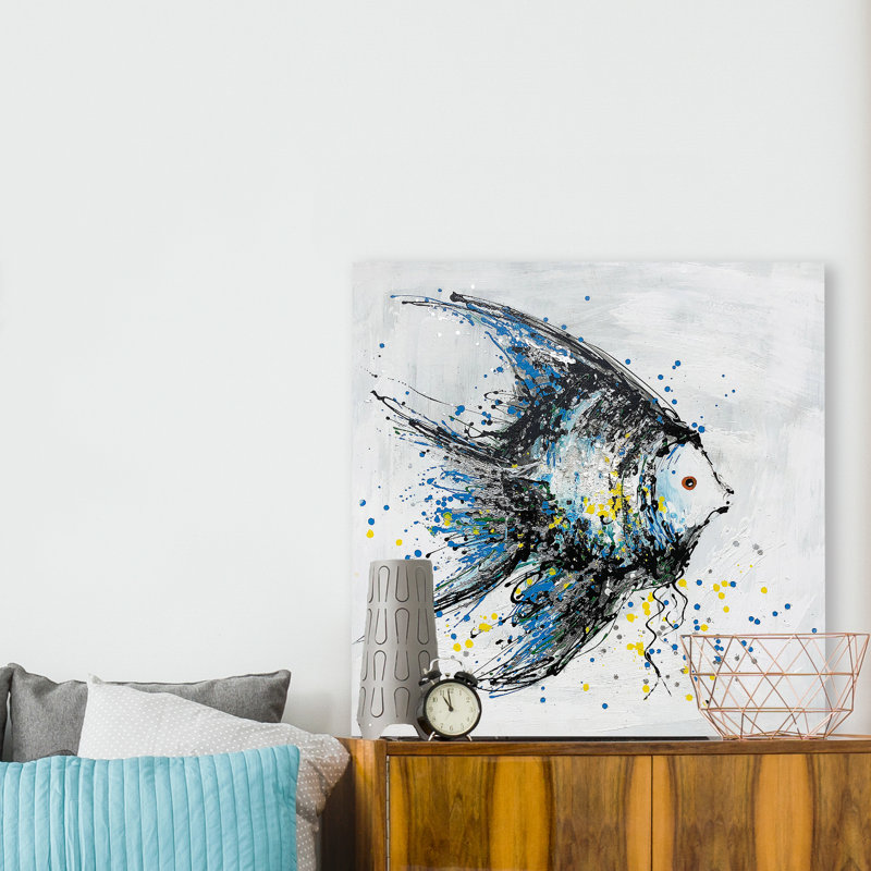 Poisson - impression sur toile tendue, H 20 po x l 20 po x P 1,5 po